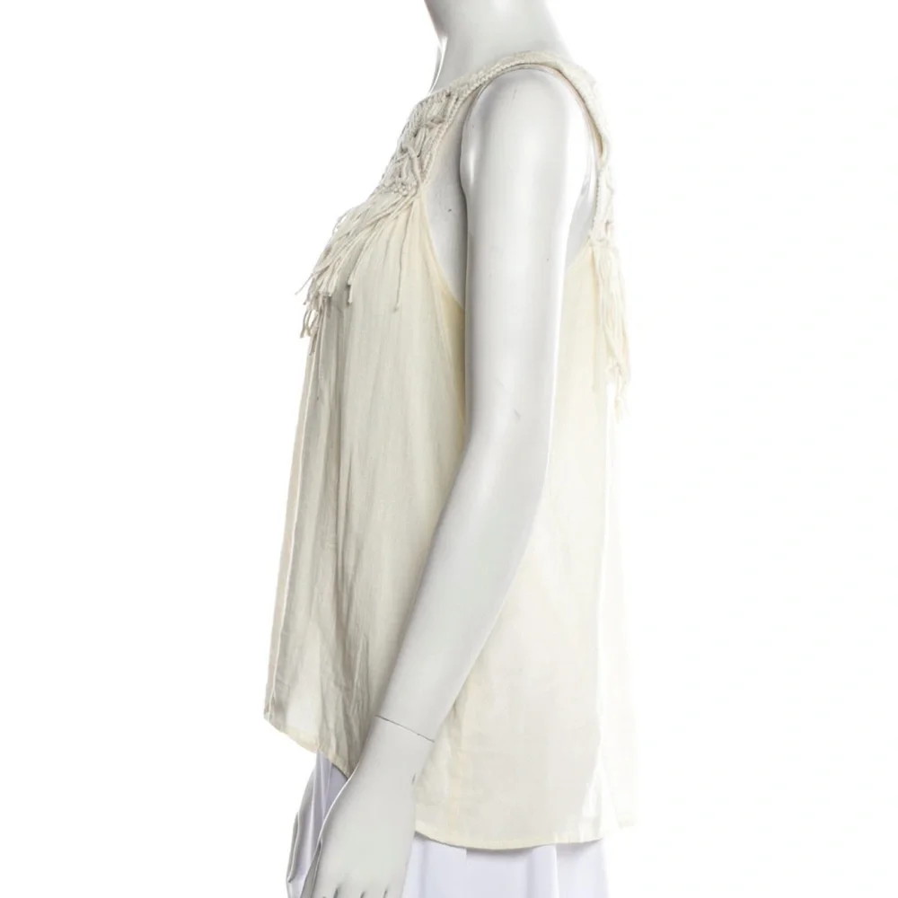 Ulla Johnson Deia Fringe Macrame Crochet Cotton Tank Top Blouse 4 - Picture 3 of 4